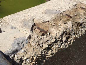 Spalling due to carbonation on settlement tank wall